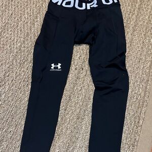Under Armour Black Leggings with White Logo compression pants